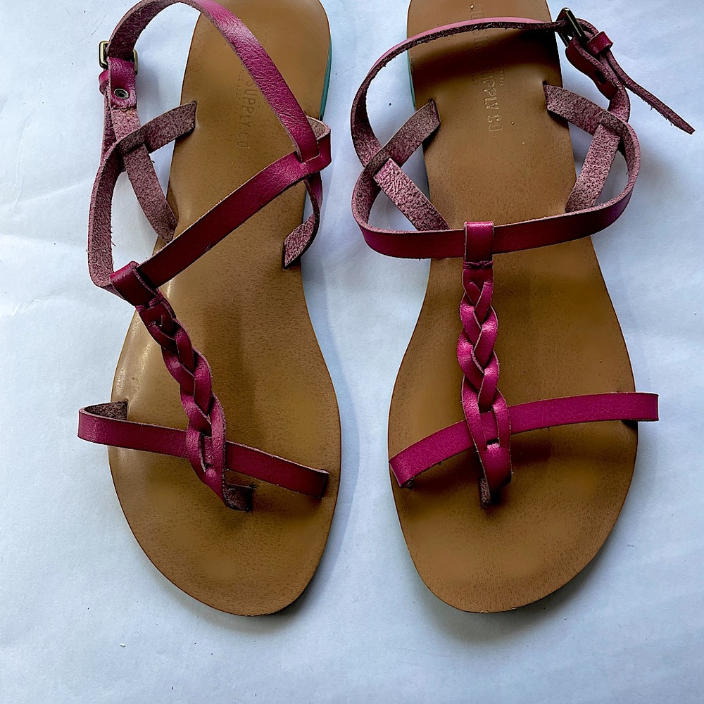 Sandals Size 8US Pink Leather T-Strap Leather Thong Sandals by Mossimo Supply Co